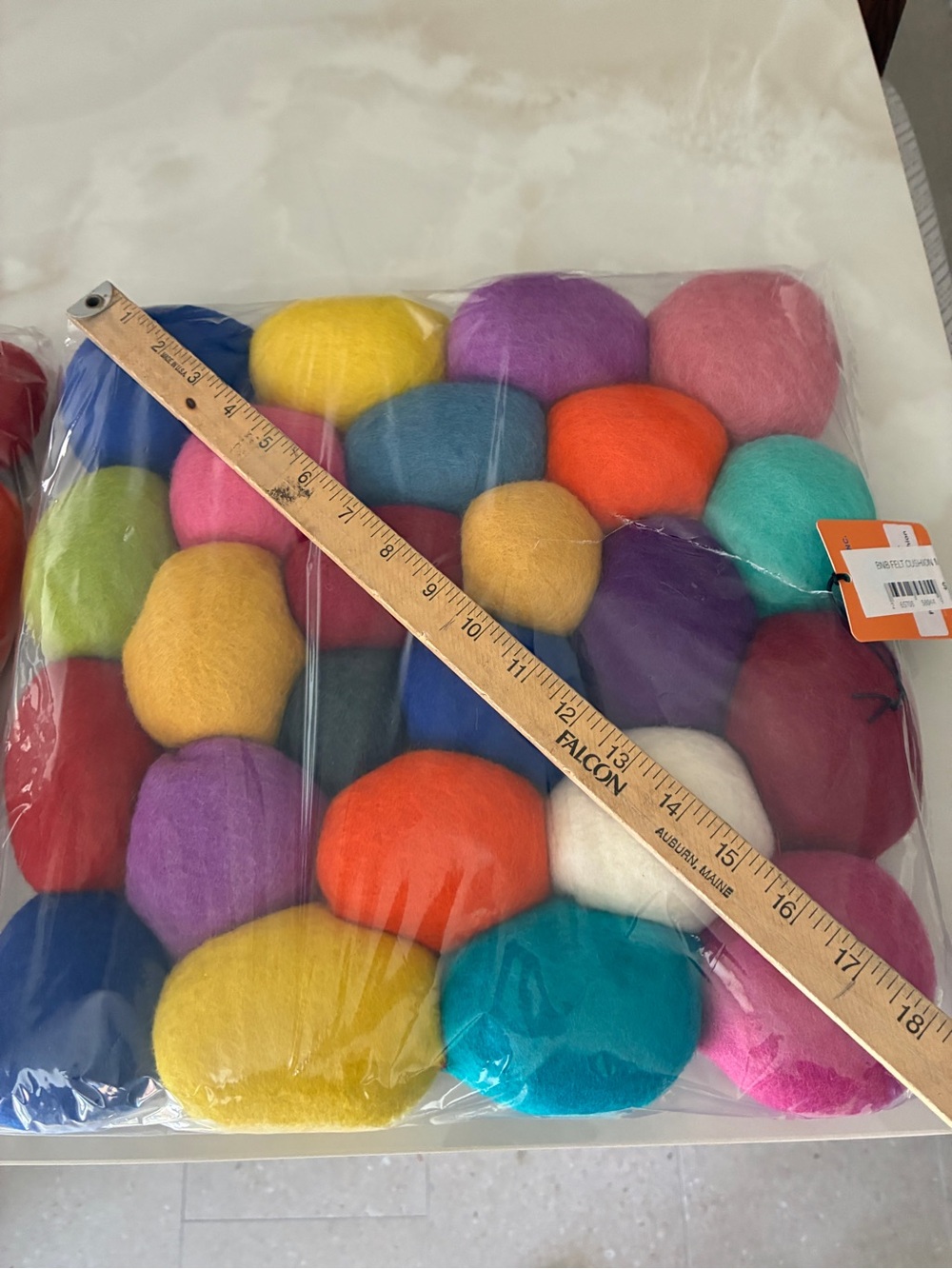 Pair of Colorful Felted Multi-Color Wool Cushions
